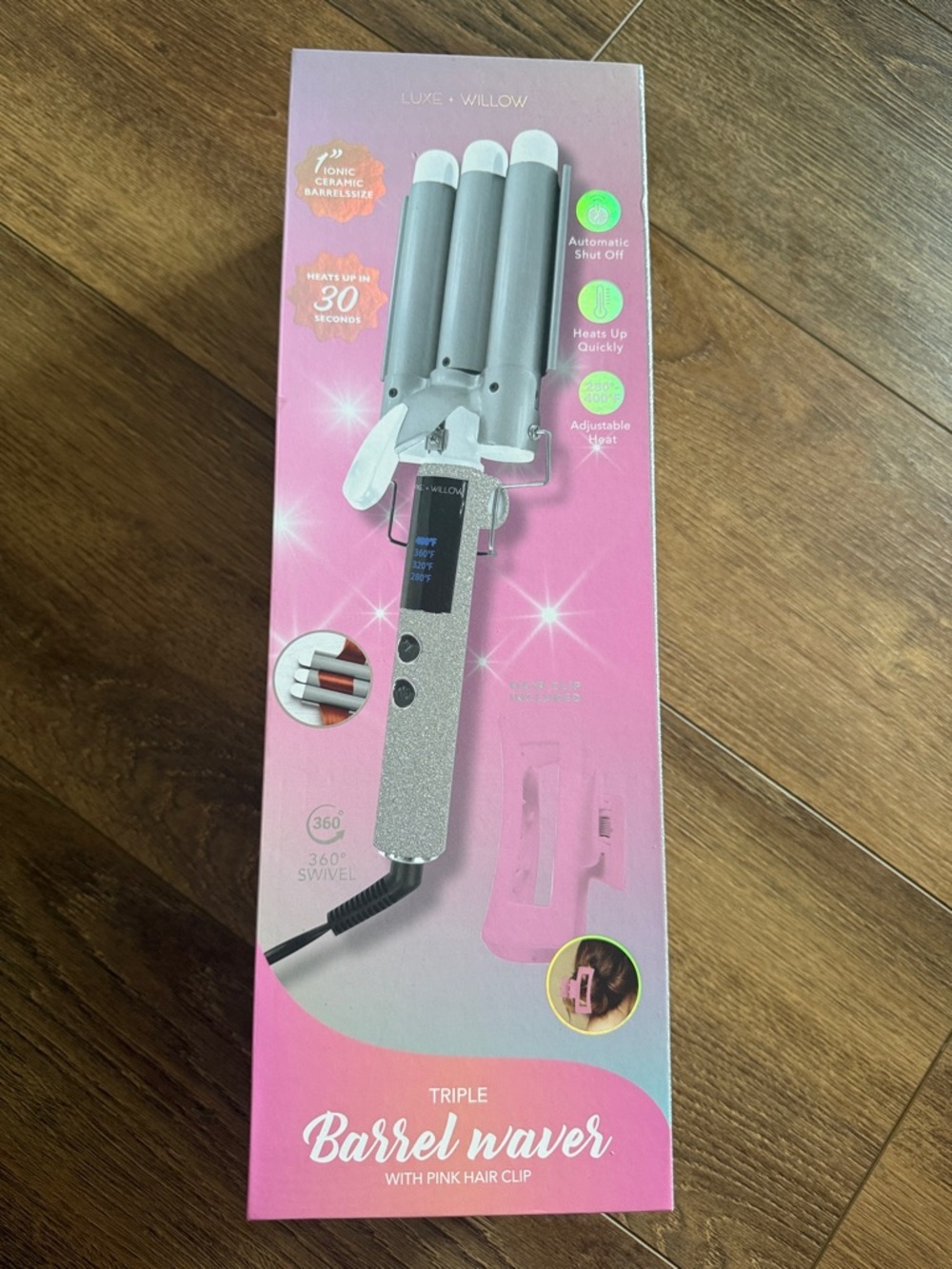 Luxe + Willow Triple Barrel Waver in Silver & Pink